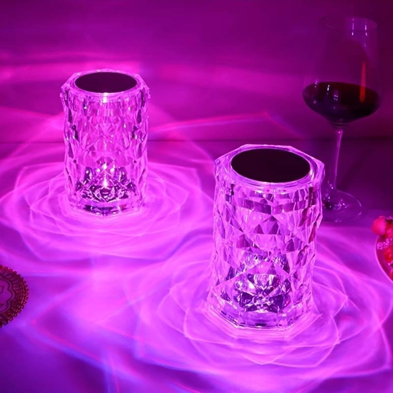 Crystal Lamp, Touch Control Rose Crystal Table Lamp With 16 RGB Color