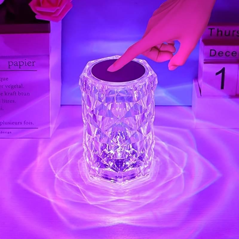 Crystal Lamp, Touch Control Rose Crystal Table Lamp With 16 RGB Color