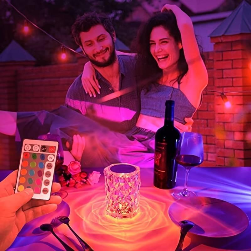 Crystal Lamp, Touch Control Rose Crystal Table Lamp With 16 RGB Color
