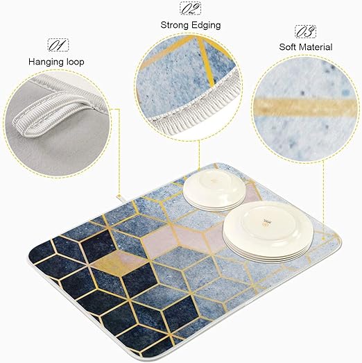 AllTopBargains 2 Quick Dry Kitchen Microfiber Dish Drying Mat Absorbent Pad Colors New 40x48cm