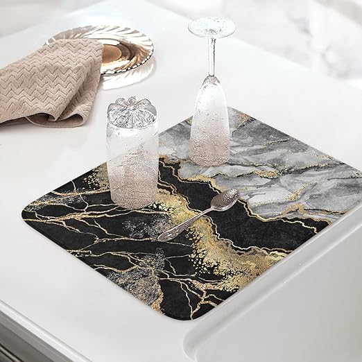 Talented Kitchen Self Draining Silicone Dish Drying Mat for Kitchen  Counter, 15x8 Sloped Glassware Tray for Drying Delicate Wine Glasses and  Champagne Flutes (White)