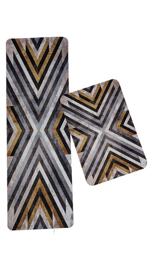 Kitchen Mat Floor Set Long Runner and Medium Mat ( 2 pcs )
