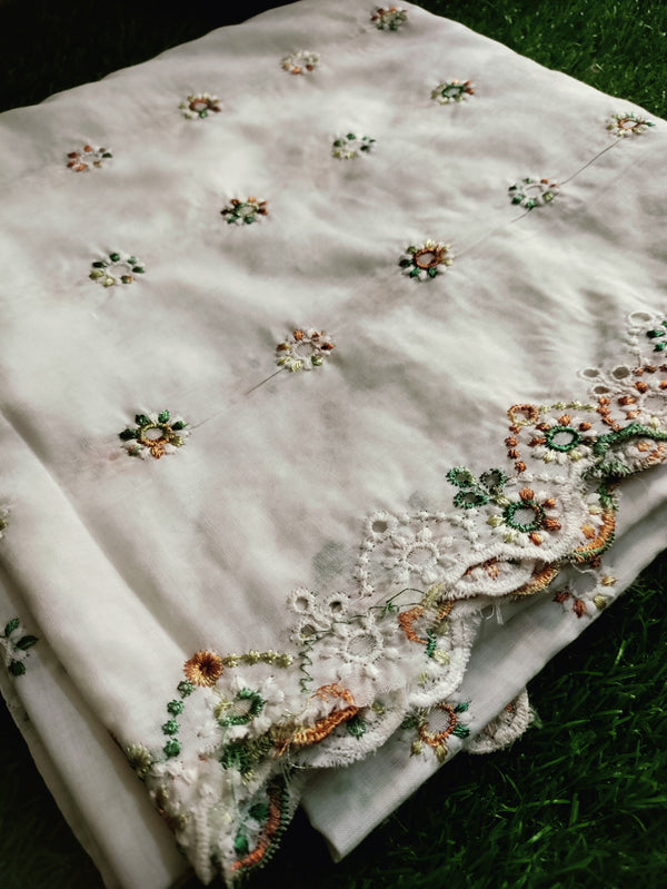 Premium Lawn Chaddar - White Color | Comfortable