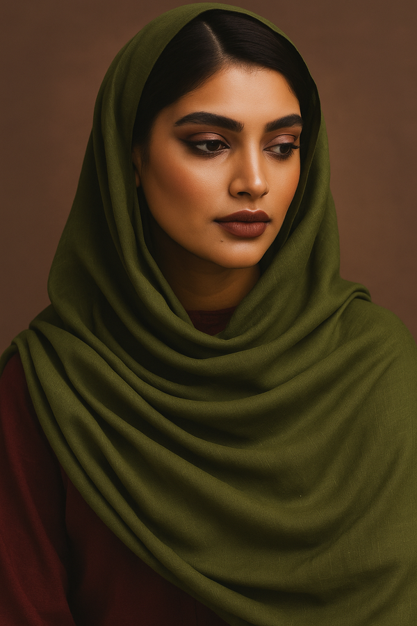 TURKISH LAWN HIJAB - OLIVE GREEN