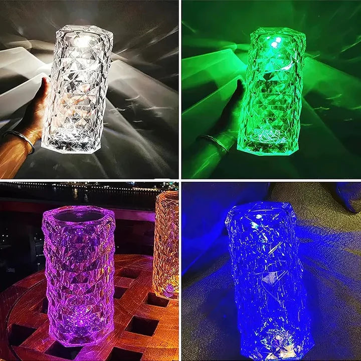 Rose Crystal Rechargeable Table Lamp, Diamond Touch Sensor ( 16 Color )